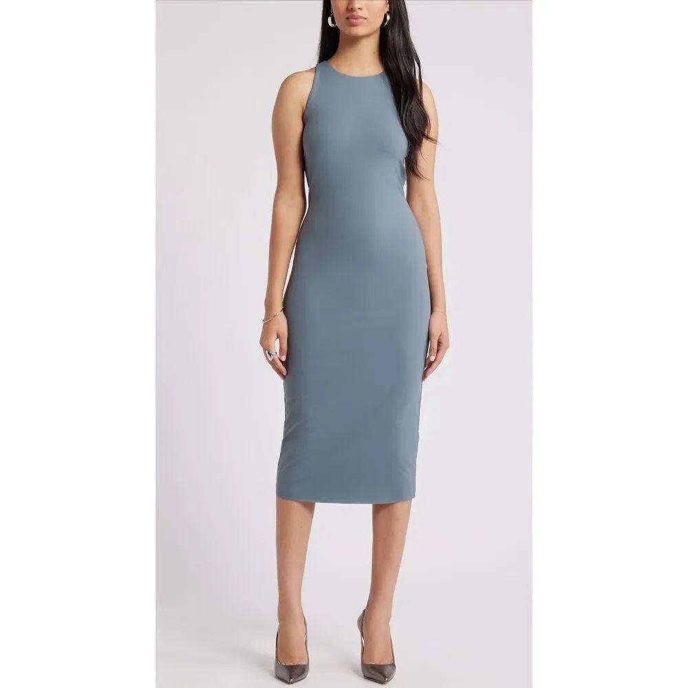 Open Edit Blue Weather Body Con Dress- size L